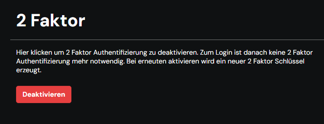 2 Faktor Deaktivierung
