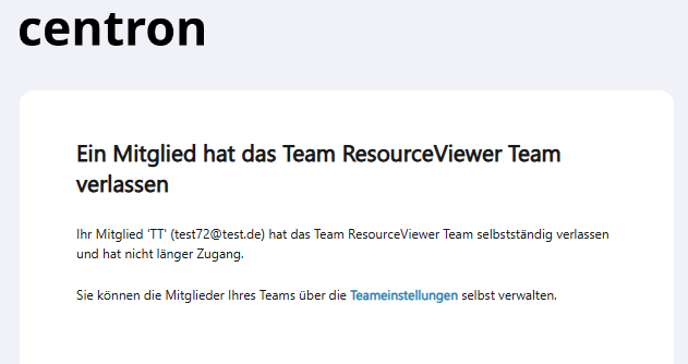 Benachrichtigung Teamaustritt