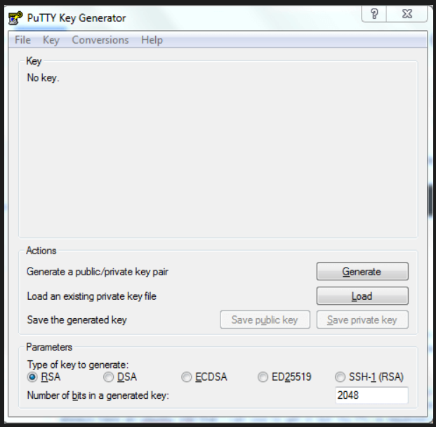 Startmenü PuTTY Key Generator