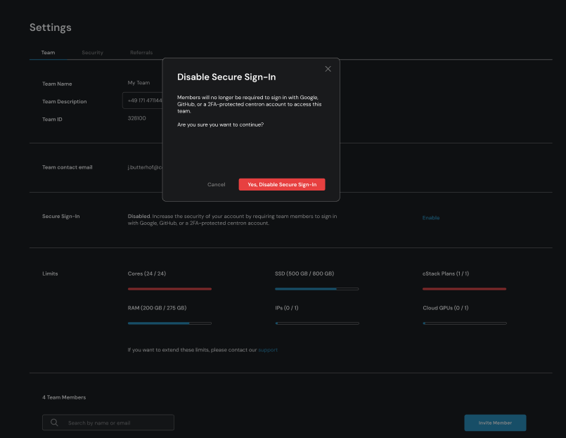 Sichere Anmeldung deaktivieren